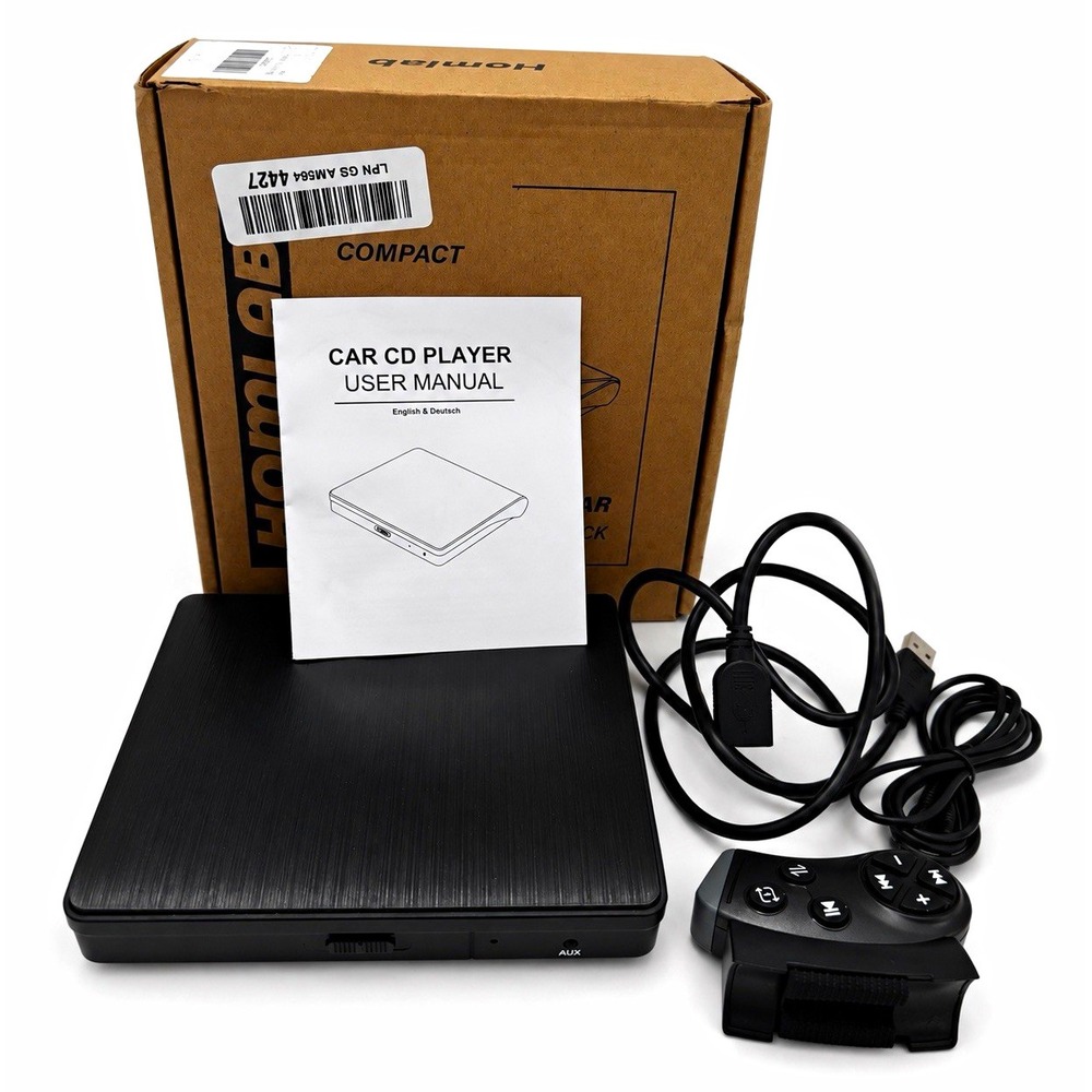 Homlab Compact Car CD Player A427 w/ Aux Input, Cables, Remote & Manual[F]